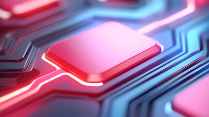 Abstract Pink and Blue Geometric Circuit Board Pattern