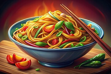 Cartoon Noodle Illustration, Delicious Food Art