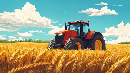 Fototapeta premium Tractor Operating on Farm Field Powered by Biodiesel Fuel Alternative