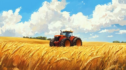 Naklejka premium Tractor Operating in Field with Biodiesel for Sustainable Farming