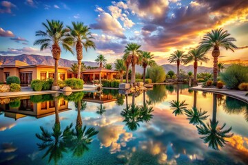 Fototapeta premium Desert Oasis Resort Luxury Vacation