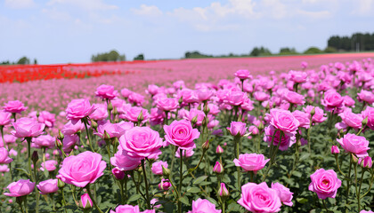 Fototapeta premium Beautiful purple rose field, full of purple roses 2