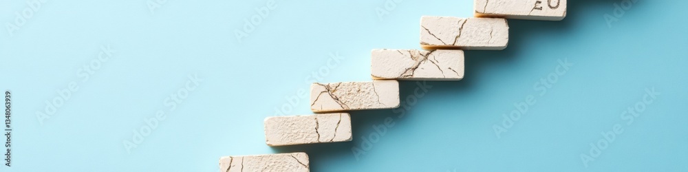Poster Minimalist Financial Growth Visualization Ascending Geometric Blocks Symbolizing Strategic Wealth Progression and Digital Entrepreneurship Pathways