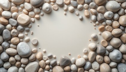 Arranging smooth pebbles aesthetic scene decorative elements natural environment top-down view tranquil concept for home decor