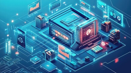 Futuristic Digital Marketplace Concept with Advanced Technology Elements