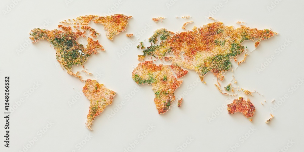 Aufkleber Geospatial Data Visualization AI-Powered Global Insights Mapping Sustainable Innovation Through Organic Textural World Network Design