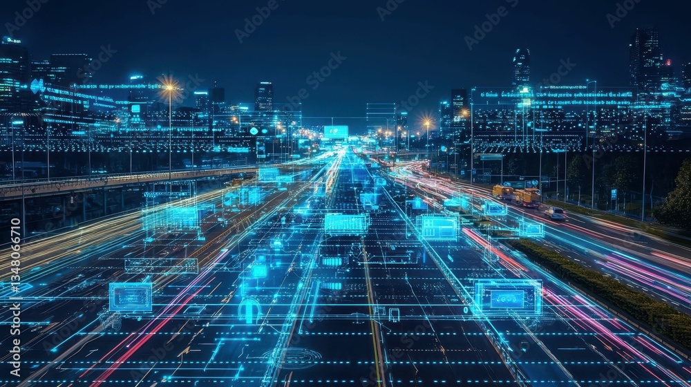 Poster futuristic traffic control system utilizing ai for efficient management