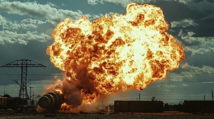 Massive Explosion from Gas Canister Igniting in Dramatic Flames