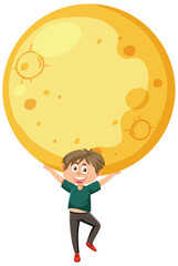 Boy Holding a Giant Moon