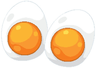 Vector Illustration of Two Halved Boiled Eggs