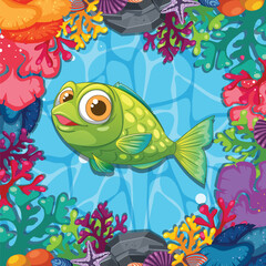 Fototapeta premium Colorful Underwater Sea Creature Illustration