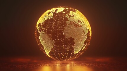 Glowing Wireframe Globe Visualizing Global Data Connections