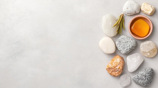 Mindful Wellness Ritual Holistic Crystal Layout with Organic Turmeric Elixir - Modern Minimalist Healing Aesthetic for Spiritual Self-Care Entrepreneurs