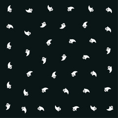 a black and white pattern with a cat and a bird