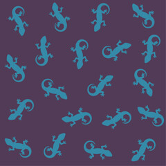 Fototapeta premium a pattern of lizards and geckoles on a purple background