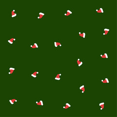 a green background with a lot of red and white hats