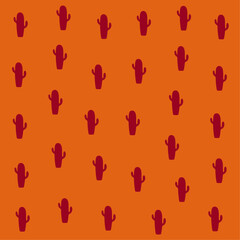 Naklejka premium a pattern of cactuses on an orange background