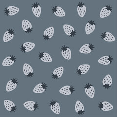 a pattern of strawberries on a gray background