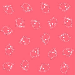 a bunch of cartoon pigs on a pink background