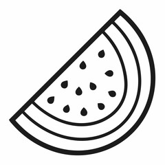 Watermelon slice outline icon on white background 
