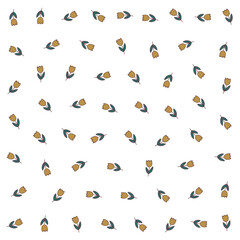 a pattern of yellow flowers and leaves on a white background