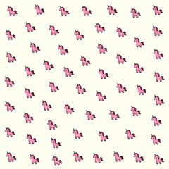 a pattern of pink unicorns on a white background