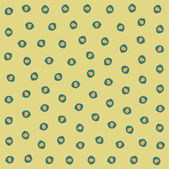 a pattern of blue and orange flowers on a yellow background