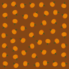 a pattern of oranges on a brown background