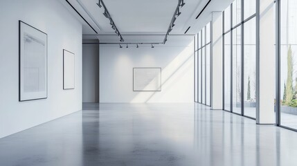 Fototapeta premium Spacious and Minimalist Art Gallery with Empty Floor and Soft Light