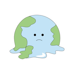 Global warming icon isolated on white background. Global warming doodle icon. Global warming cartoon icon. Flat icon. Perfect for education, ecology theme, presentation, social media, web, more