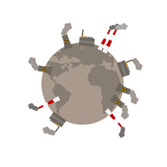 Global warming icon isolated on white background. Global warming doodle icon. Global warming cartoon icon. Flat icon. Perfect for education, ecology theme, presentation, social media, web, more