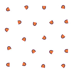 a pattern of orange and yellow shapes on a white background