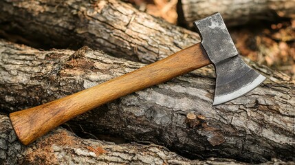 Solid Wooden Axe with Sharp Blade for Outdoor Bushcraft Activities
