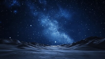 Naklejka premium A starry night sky over a desert landscape, with the Milky Way clearly visible.