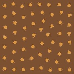 a brown background with a pattern of cups