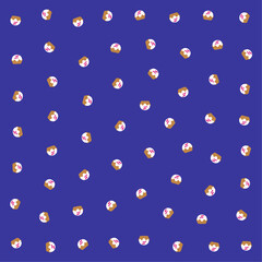 a blue background with a pattern of small white and brown bears