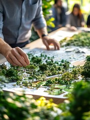 Fototapeta premium Modeling urban green spaces workshop landscape design indoor perspective