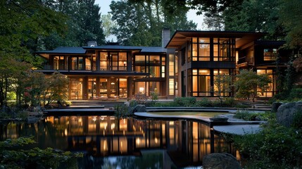 Obraz premium Elegant Japanese House with Fusion of Traditional and Modern Design