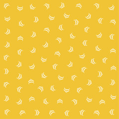 a yellow background with white dots and a half moon