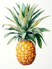 Obraz premium Vibrant pineapple illustration nature scene botanical art tropical setting