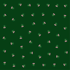 a green background with a bunch of pink flowers