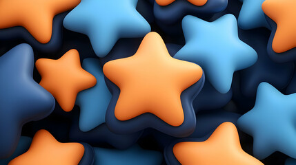 Obraz premium Blue and Orange 3D Stars on Dark Background