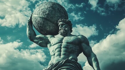 Hercules Supporting Atlas with Globe, Mythological Strength and Power