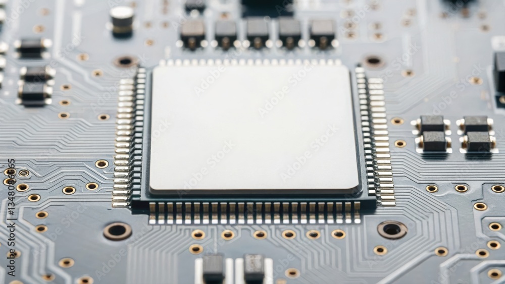 Poster high-detail microprocessor as part of a modern ai powered automation circuit for advanced technology