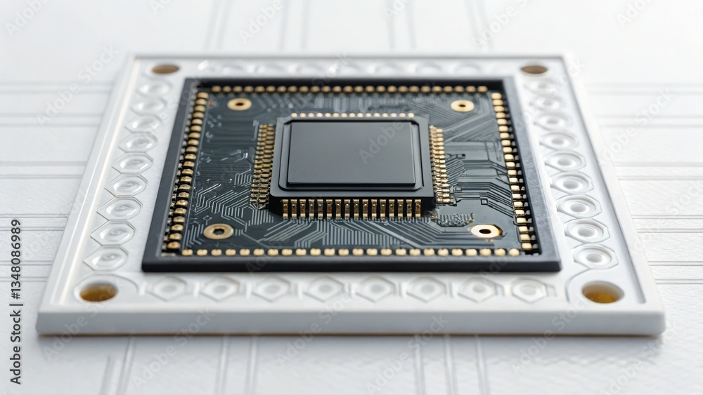 Poster cutting-edge microprocessor showcasing high precision engineering for modern ai-powered devices