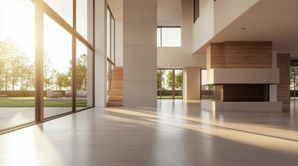 Fototapeta premium Modern Open Concept Home with Empty Floor and Natural Light