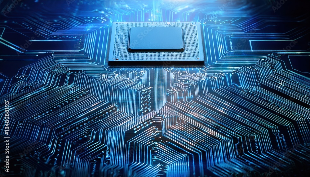 Poster detailed view of a circuit board featuring a cpu and state-of-the-art ai powered automation technolo