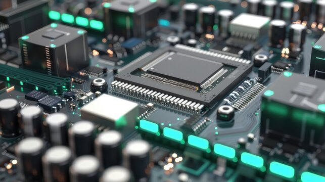 Detailed CPU cores layout highlighting microprocessor architecture and server processing units in tech infrastructure text.