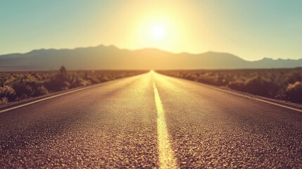 Endless Stretch of Scorched Asphalt Under a Bright Sunlight