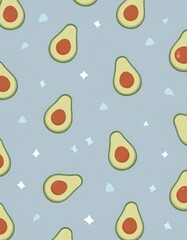 緑色のアボカドのイラスト